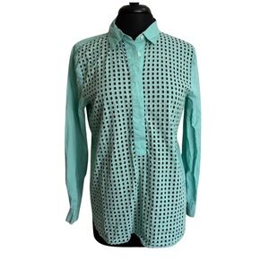 LOFT Softened Shirt Blouse Size Large Long Sleeves Mint Green